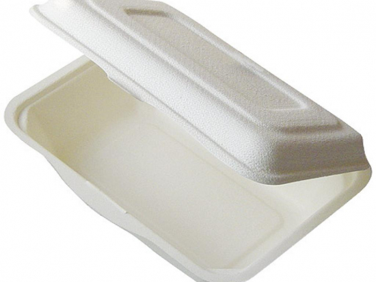 Coquille hamburger rectangle pulpe blanc avec couvercle (183x125x60mm) [600 (24x25)] (boite)