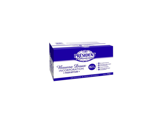Beurre fin doux motte 82%Mg 10Kg - PRÉSIDENT