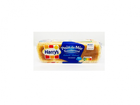 Pain de mie nature en tranches 10x10cm longue conservation paquet (500g /24 x8) - HARRYS