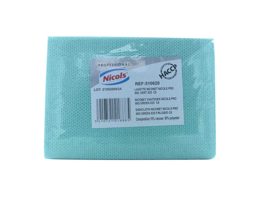 Lavette ajourée 51x36cm verte (sachet 25U) - NICOLS