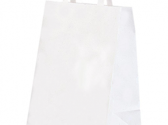 Sac cabas papier kraft blanc avec poignées plates 70g/m² (320x200x100mm) (x250)