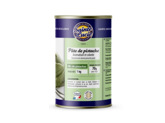 Pâte 48% pistache aromatisée et colorée boite 1Kg - SAINTE LUCIE