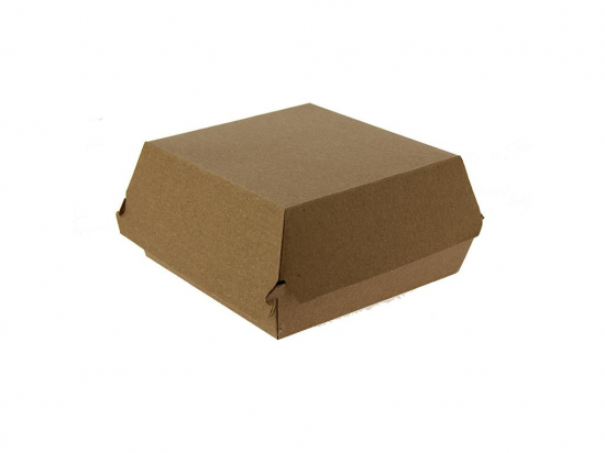 Coquille burger XL carton kraft brun micro cannelé (130x130x75mm) (x200)
