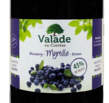 Confiture extra de myrtille 45% pot 1Kg - VALADE