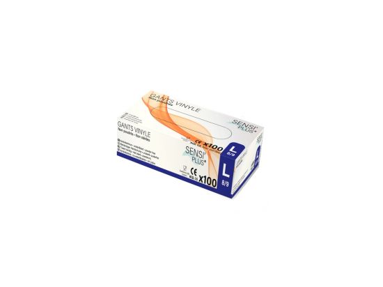 Gants vynile transparent non poudré T8/9 [L] (100U x10)