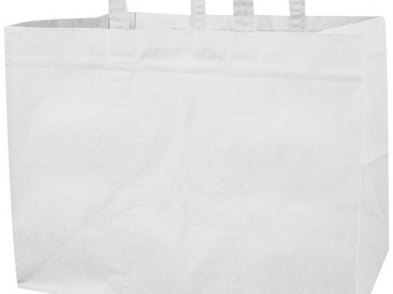 Sac cabas papier kraft blanc avec poignées plates 70g/m² (320x230x200mm) (x250)