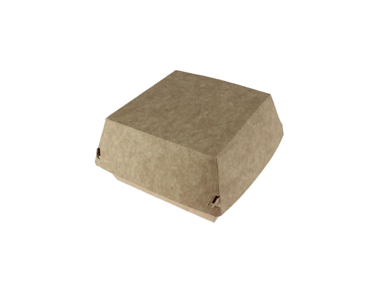Boite hamburger carton kraft brun ext/blanc int (136x134x90mm) (x350)