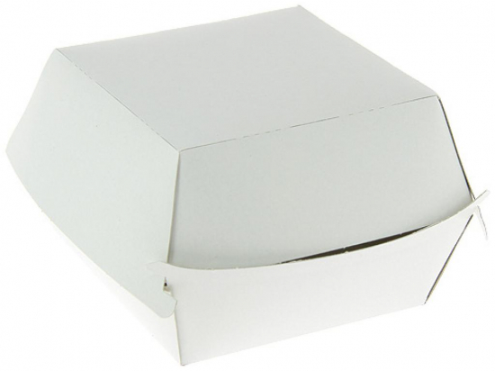 Boite hamburger carrée carton blanc ingraissable (100x100x80mm) (x600)