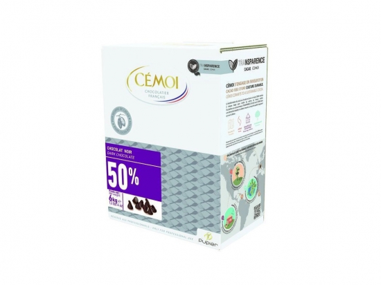 Chocolat noir 50% de cacao gouttes boite 6Kg - CÉMOI