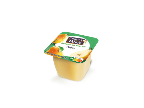 Compote de poire en coupelle plastique (100g x120) - CHARLES ET ALICE