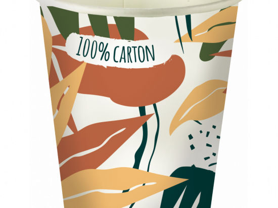 Gobelet carton décor feuille PPT 100% carton 12cl/4Oz [1000 (20x50)]