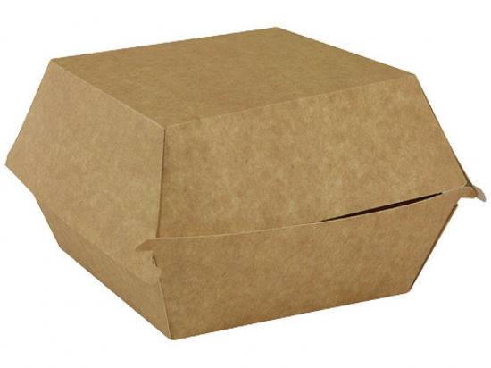 Boite hamburger carrée carton kraft brun micro-cannelé (120x120x95mm) (x250)