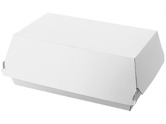 Boite hamburger frite "Long kraft" carton blanche avec couche PE (195x110x80mm) (x250)