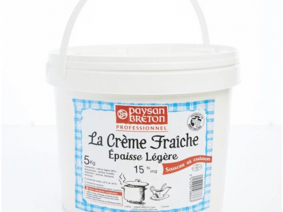 Crème fraiche épaisse 15%Mg pasteurisée seau 5L - PAYSAN BRETON