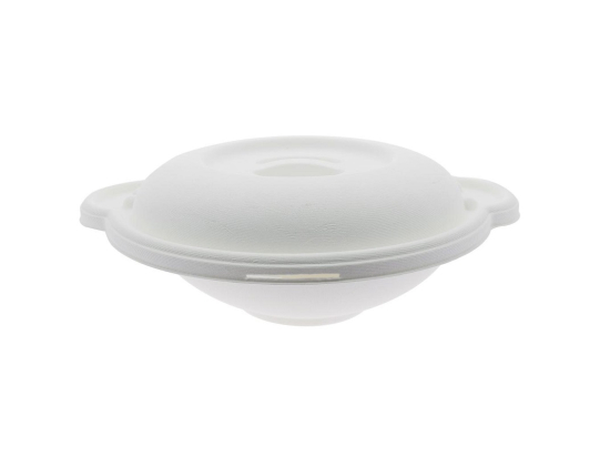 Saladier rond et couvercle pulpe et PLA 2400ml (363x309x94mm) (x25)