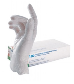 Gants vinyle naturel taille M (100pcs)