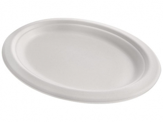Assiette "Pulpy Rondy" blanche ovale (320x230mm) [500 (20x25)]