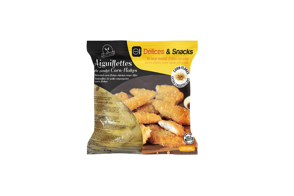 Aiguillette de poulet cuit Corn Flakes halal 30-60g 1Kg - Surgelé par