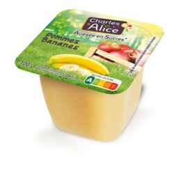 Compote pomme-banane allégée coupelle plastique (100g x120) - CHARLES ET ALICE