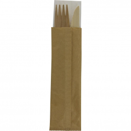 Kit couvert 3/1 bois (couteau, fourchette et serviette) (200x43mm) (x300)