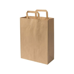 Sac en kraft brun à poignées plates 26x29x14cm colis (250U) - PUBLI EMBAL