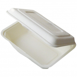 Coquille hamburger rectangle pulpe blanc avec couvercle (183x125x60mm) [600 (24x25)] (boite)