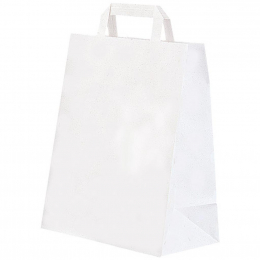 Sac cabas papier kraft blanc avec poignées plates 70g/m² (320x200x100mm) (x250)