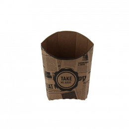 Pochette frites carton kraft brun micro cannelé PPT journal (150x90x70mm) (x576)