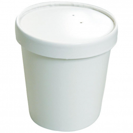 Pot à soupe carton blanc double épaisseur 500ml/19Oz (97x97x100mm) avec couvercle ventilé inclus (x250) (saladier bol)
