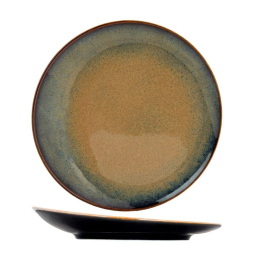 Assiette plate à bord incurvé rond noir porcelaine Ø18cm - BOGOTA PROOF