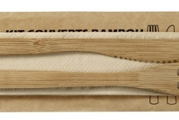 Kit 3 pièces couverts bambou et serviette sachet (100U)x2 - SOLIA