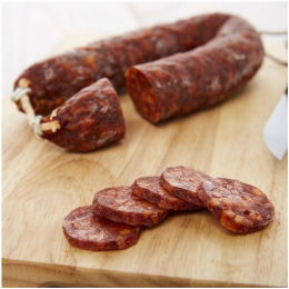 Chorizo supérieur fort courbé pur porc boyau naturel s/at barquette (225g x25) - mdd