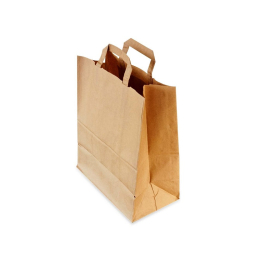 Sac en papier avec anse plate marron 26x14cm h29cm (250pcs)