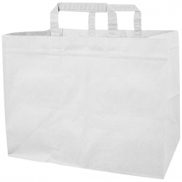 Sac cabas papier kraft blanc avec poignées plates 70g/m² (320x230x200mm) (x250)