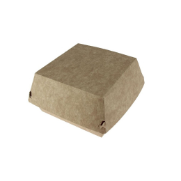 Boite hamburger carton kraft brun ext/blanc int (136x134x90mm) (x350)
