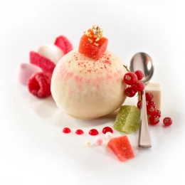 Dessert individuel glacé - Boule litchi framboise 90g x12