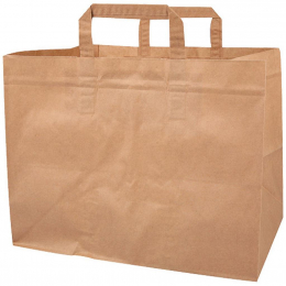 Sac cabas papier kraft brun avec poignées plates 80g/m² (350x320x150mm) (x250)