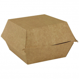 Boite hamburger carrée carton kraft brun micro-cannelé (120x120x95mm) (x250)