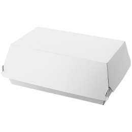 Boite hamburger frite "Long kraft" carton blanche avec couche PE (195x110x80mm) (x250)