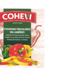 Poivrons tricolores en lanières boite 5/1 - COHEVI