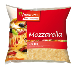 Mozzarella râpée grand brin 21%Mg 2.5Kg - MAESTRELLA