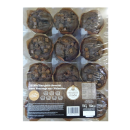 Muffin chocolat fourré chocolat noisette 130g x12 - MUM'S MADE - Surgelé