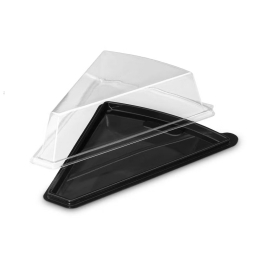Part de tarte en plastique base noire 26x16cm h 3.7cm (30pcs)