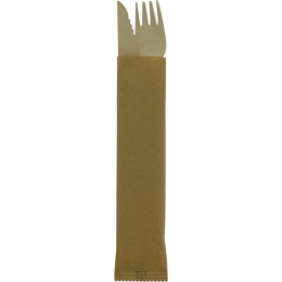 Sachet couvert 2/1 bois (200x43mm) (couteau, fourchette) (x300)