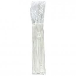 Kit couvert PS transparent 3/1 (couteau + fourchette + serviette) [250x45x45] [250]