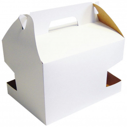 Boite de transport "Lunch box" carton blanc avec poignee [255x190x160] [140]
