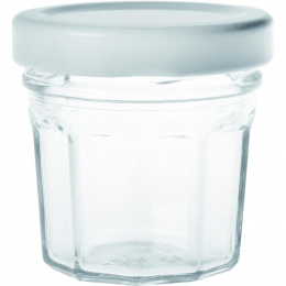 Pot "Confiture" rond verre blanc 44 ml avec capsule blanche [x50x] [96 (8x12)] (saladier bol)