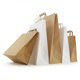 Sac kraft brun a poignees plates 26x28x20 cm x250